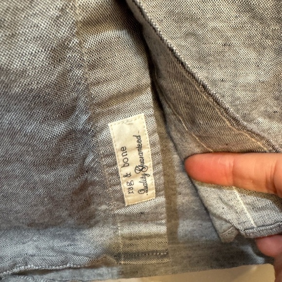 Rag & Bone Mens Button Up Long Sleeve Gray Cotton Blend Shirt Fit 1, Neck 14.5 - Picture 6 of 8